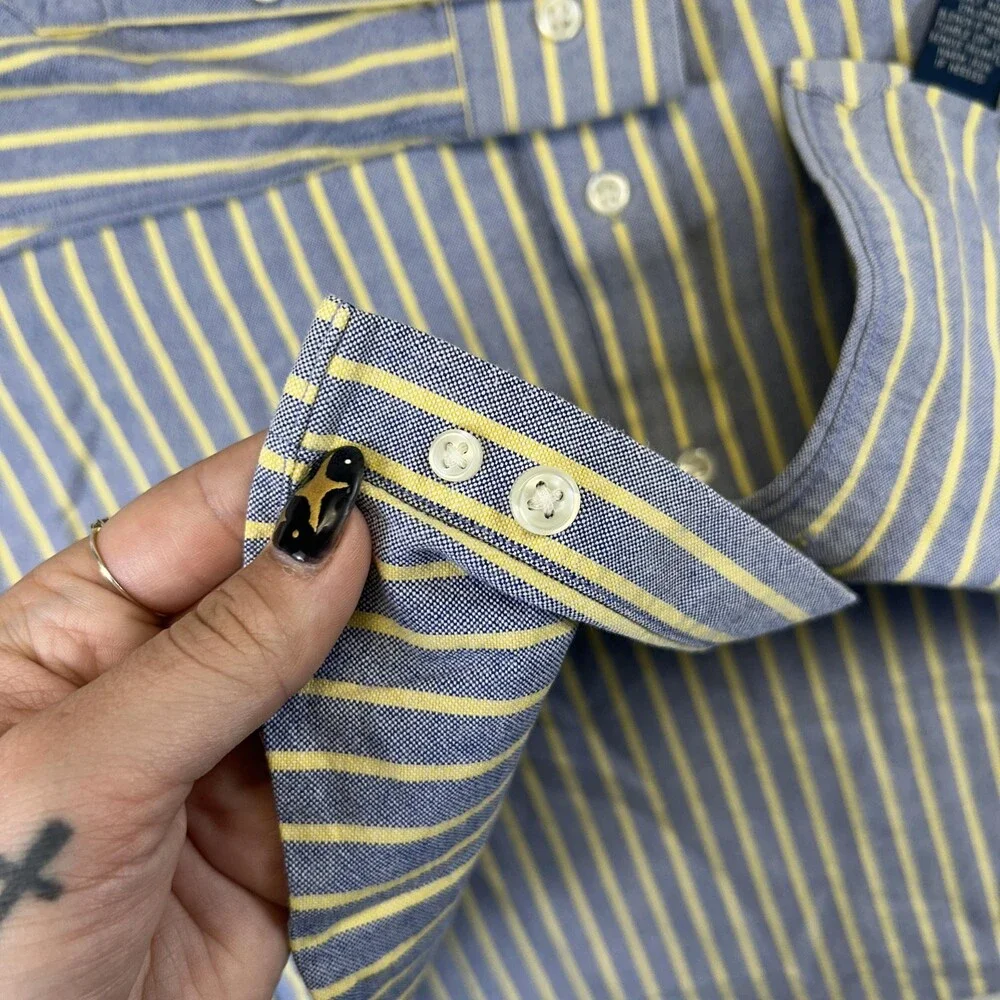 Ralph Lauren Shirt Boys 20 Stripe Button Down Long Sleeve Flesh Pony Logo Casual